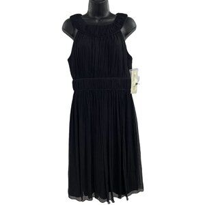 Maggy London Black Sleeveless Pleated Midi Dress